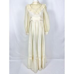 Sears Great Looking Dress Vintage 1970 Prairie Maxi Dress Women's 10 Cream